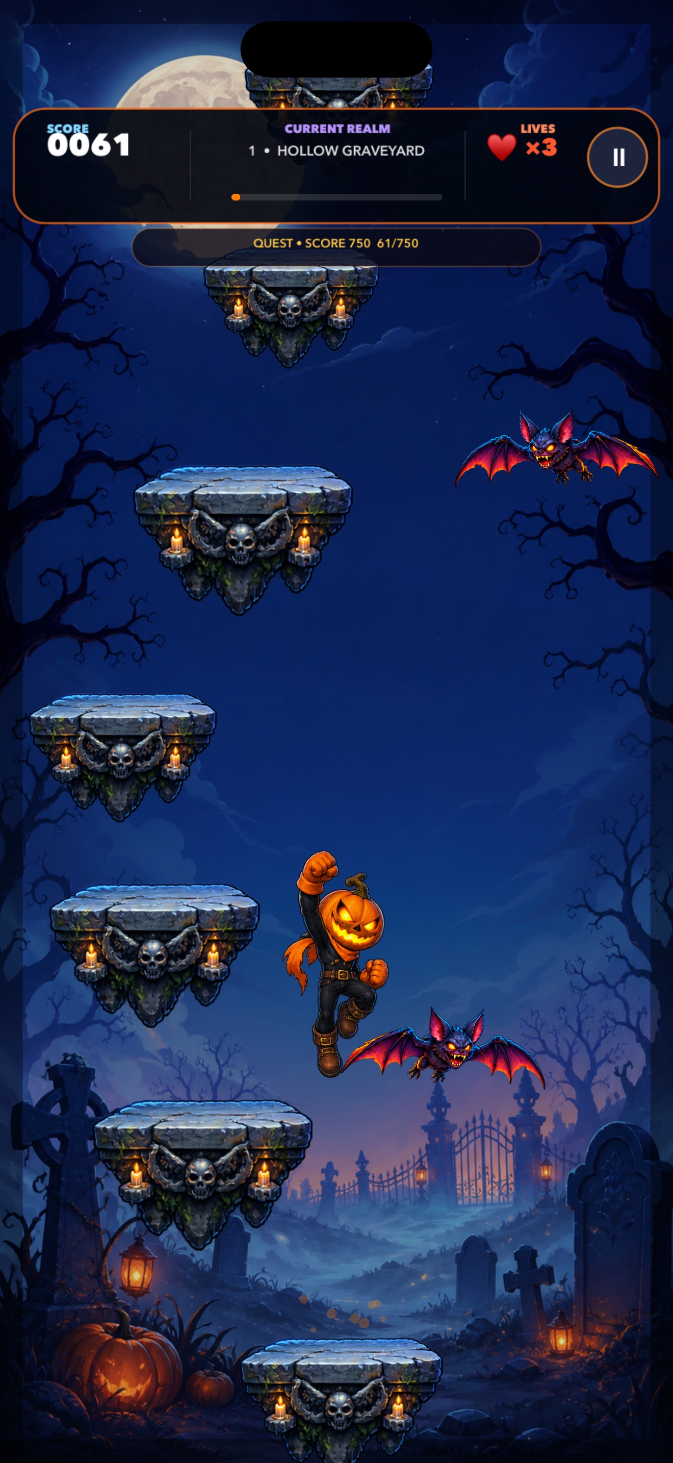 Jack jumping through the Hollow Graveyard